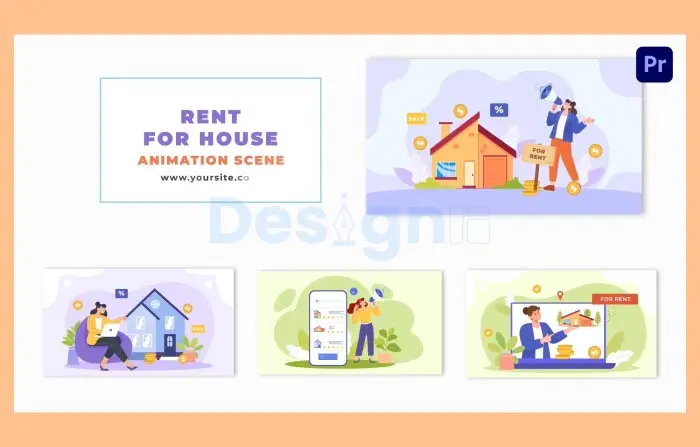 Flat Design House Rental Advertisements Animation Scene